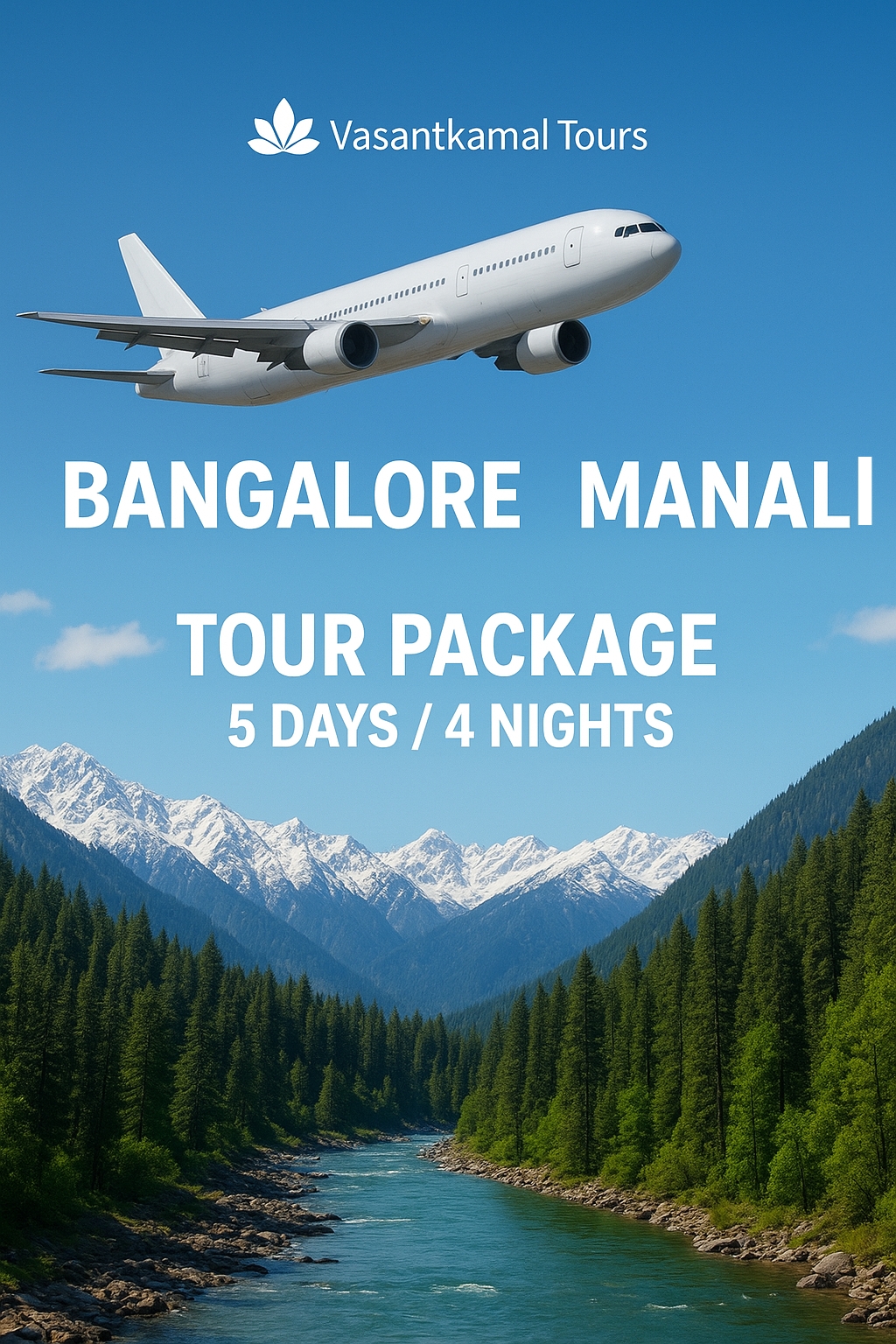 Discover the perfect Himalayan escape with our 5 Days / 4 Nights Bangalore to Manali via Chandigarh Tour Package. Enjoy seamless flights, private transfers, premium Manali stays, Solang Valley adventure, Atal Tunnel*, Kullu sightseeing, and Chandigarh city tour. Book your Manali holiday with Vasantkamal Tours for comfort, safety, and superior travel experiences.