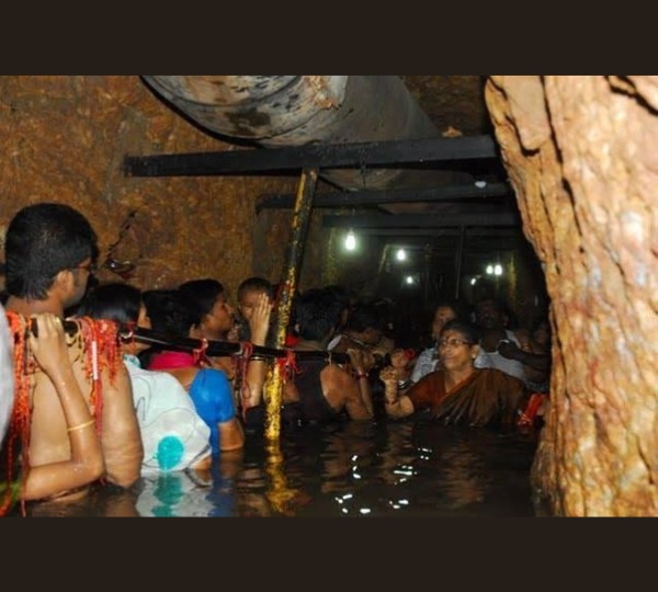 Underwater Way to Temple inside Cave