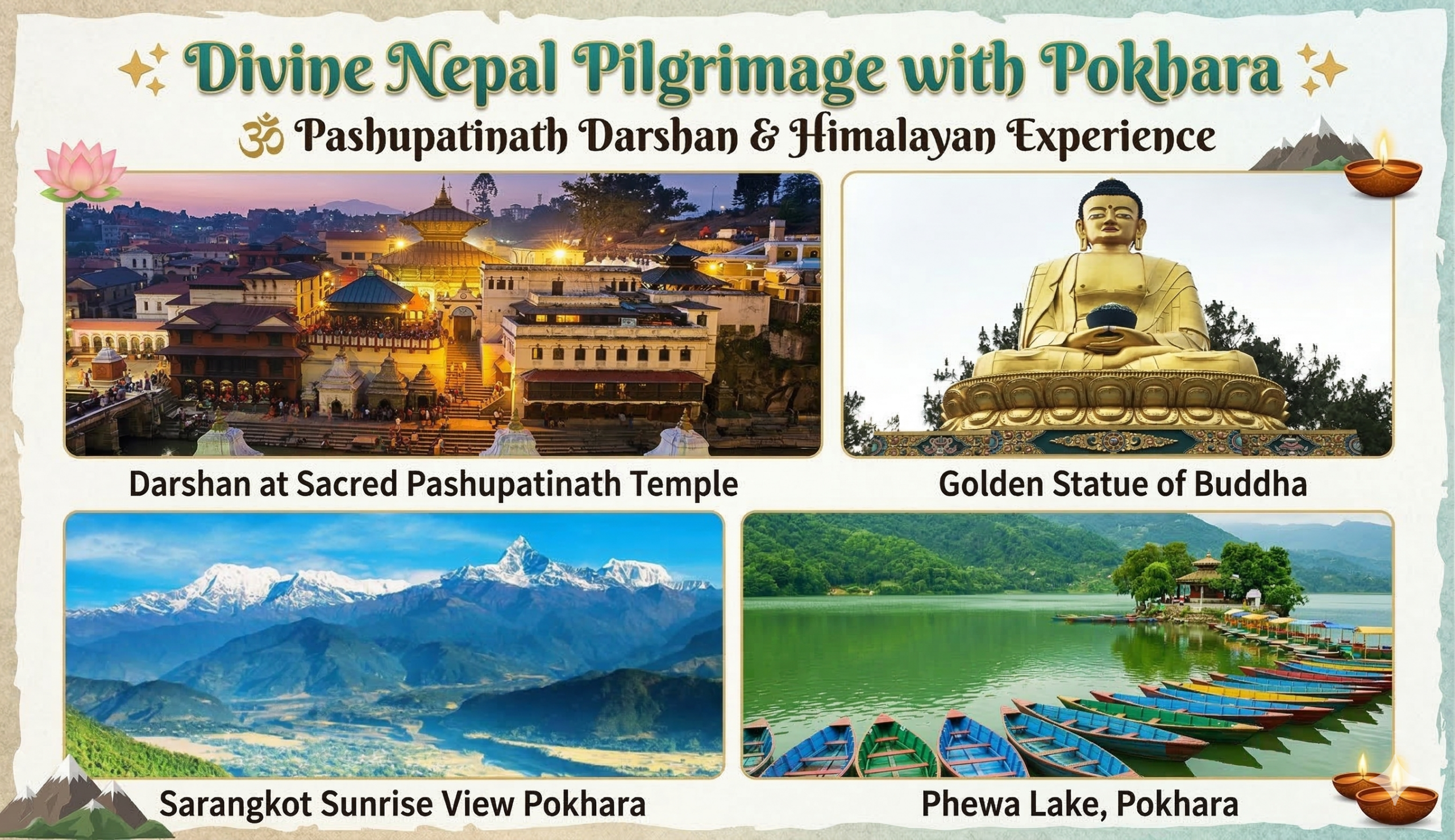 Book 5 days Nepal tour from Bangalore with Pashupatinath Temple darshan, Kathmandu sightseeing and scenic Pokhara visit. Spiritual Himalayan journey.