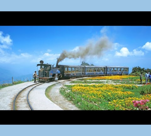 Darjeeling-Toy Train passes through Batasia Loop